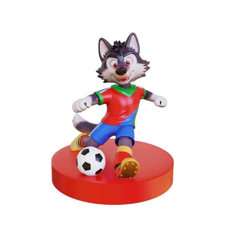 Яркая статуэтка волка, готовящегося к выстрелу, к Чемпионату мира по футболу, из смолы, оптовая продажа, настраиваемое премиальное художественное изделие ручной работы для европейского и американского рынков
