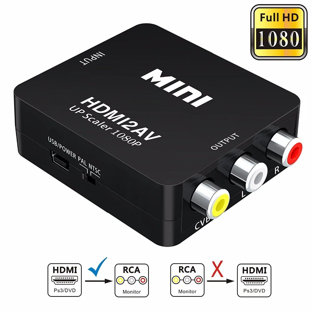 Мини hdmi2AV HDMI вход к AV видео аудио преобразователь коробка R L CVBS  выход до 1080p для ноутбука HDMI к RCA конвертер| Alibaba.com