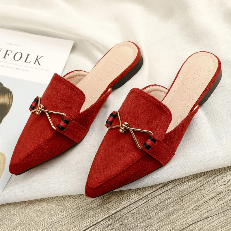 Zapatillas de moda para mujer, zapatos planos de ante puntiagudos coreanos,  historia, primavera y verano, nuevas