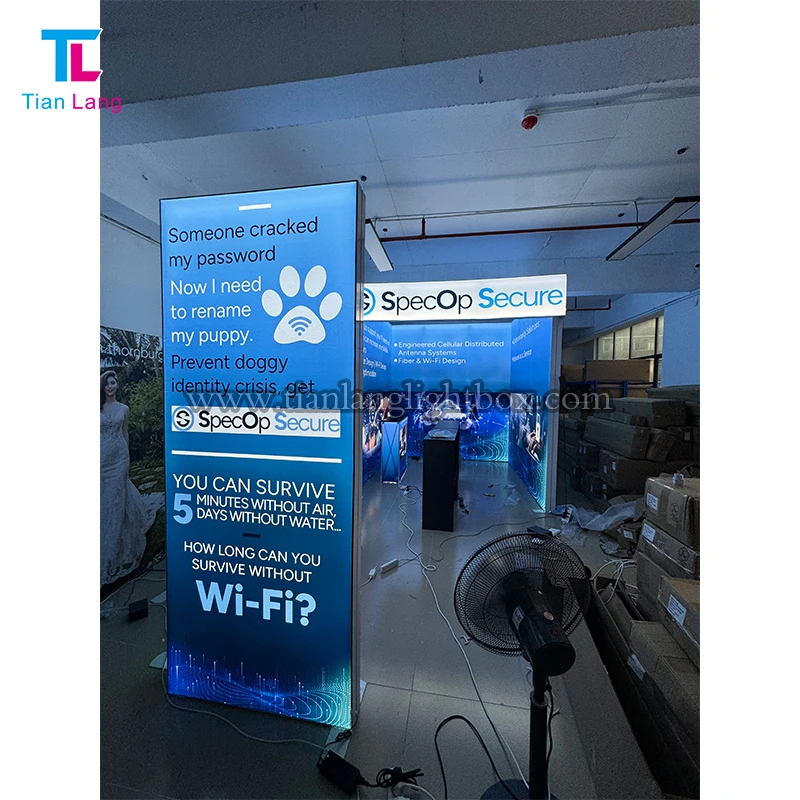 Удобна складна алуминиева тканина 3x3 Експозиционен показ Търговски показване За комерсиална световна кутия Стойка от тканина Световна кутия