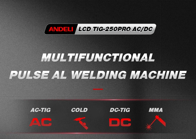 Andeli New Arrival Lcd Smart Tig-250 Pro 6 In 1 Ac Dc Hf Tig Pulse Cold ...