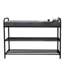 Customized Velvet Metal Steel Cheap Shoe Racks Bench Storage Organizer Holder Rack at Doorway Entrance