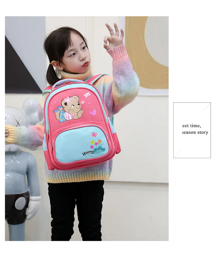 Children's Backpack Kindergarten Cartoon Cute Light Schoolbag Reflective Strip Safety Kids Bag Soft Waterproof Baby Bag