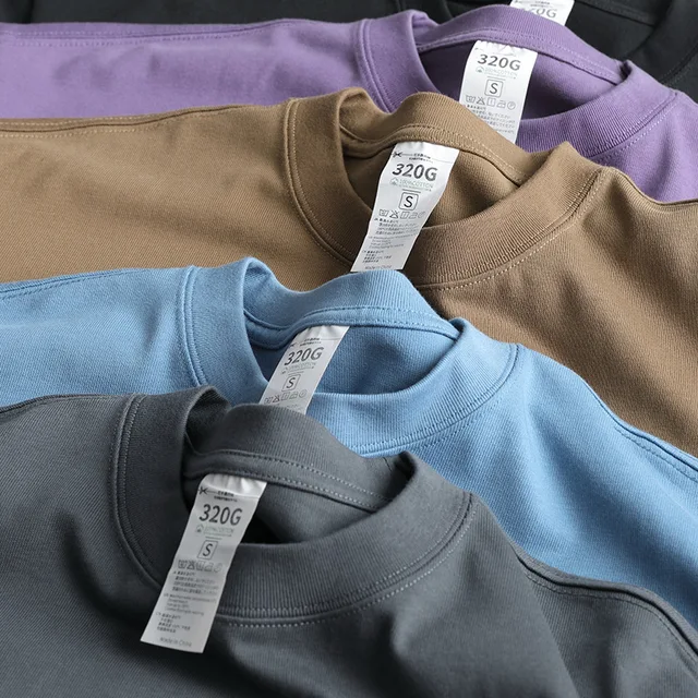 Custom American Wholesale Men's 320g Heavy 100% Cotton Blank Unisex Solid Color T-Shirts Customize Print LOGO T-Shirt