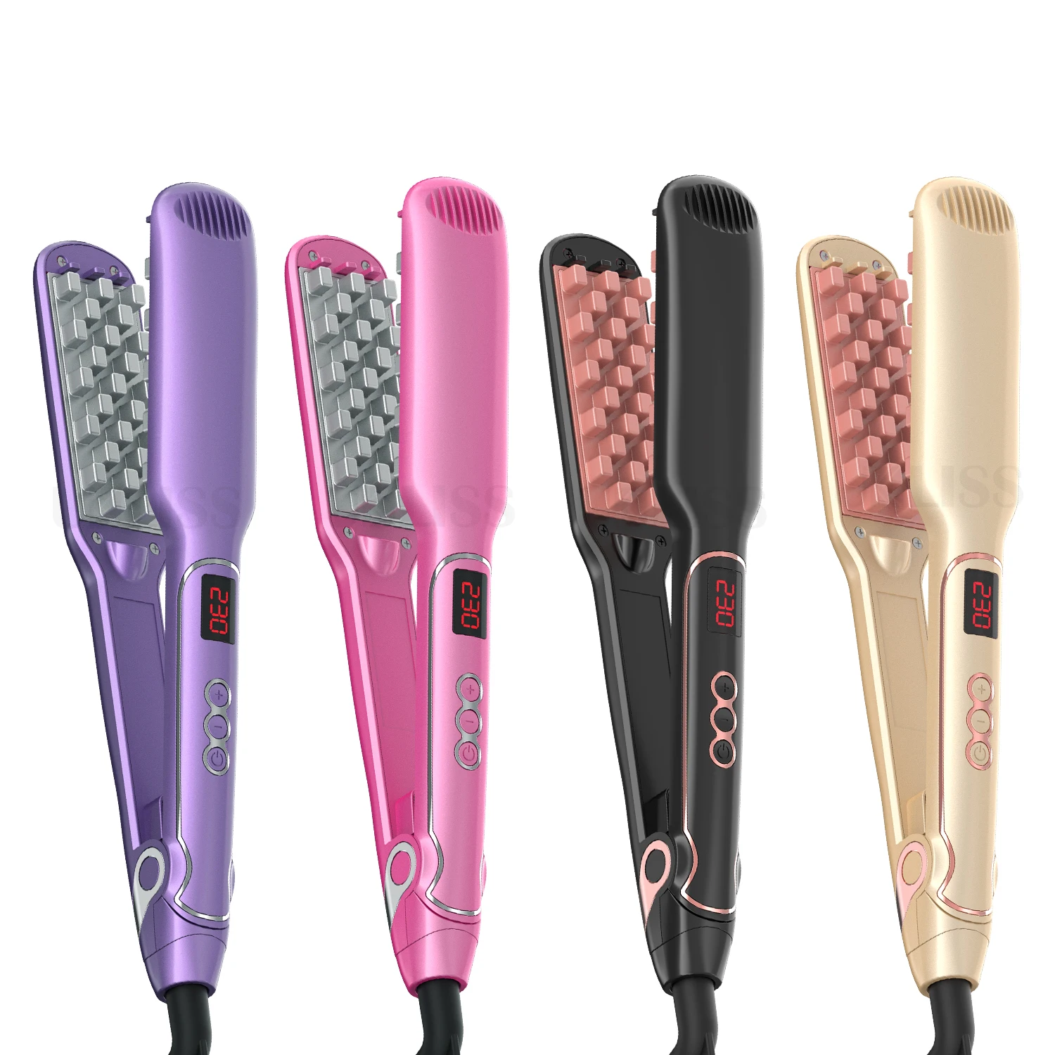 3D Grid Hair Crimper Fluffy Corrugated Curler Straightening Corn Hair Iron