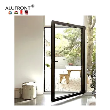 US Standard Double Casement Hinge Aluminum Balcony Door Modern Design Side Opening Fiberglass Screen Netting Finished for Villas