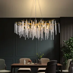 French-Italian Luxury Post-Modern Bionic Branch Pendant Light High-End Aluminum Crystal Chandelier for Restaurant Guestrooms