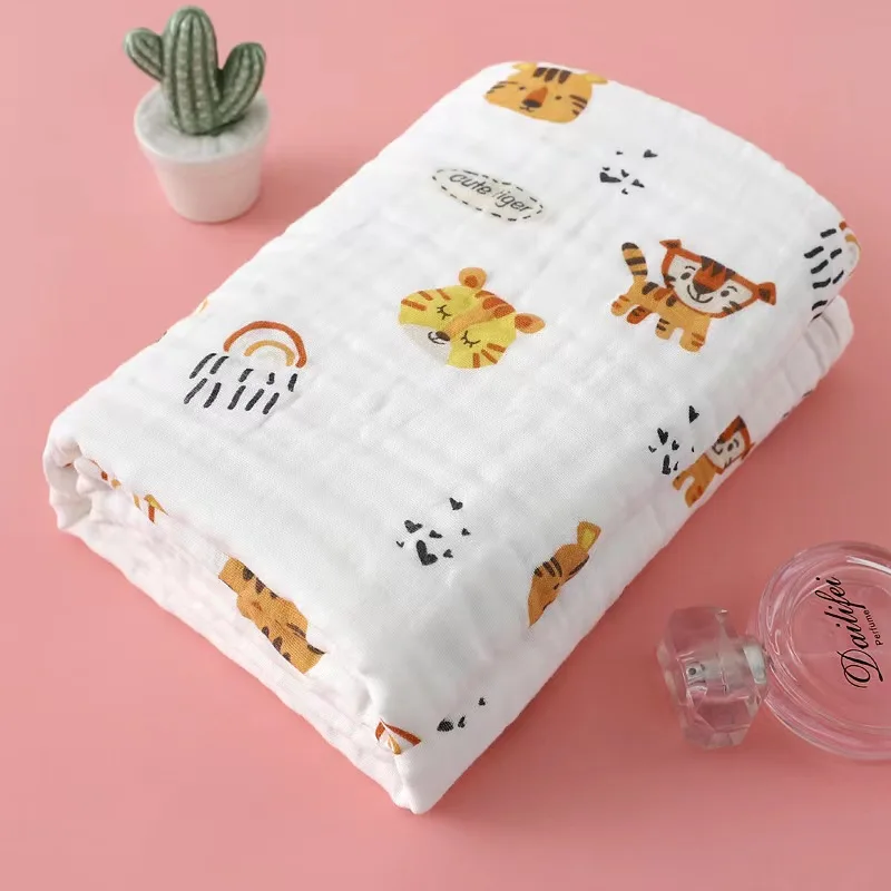 Wholesale Oem Baby Bath Towels Organic Cotton Newborn Baby Soft Towel Baby Towels And Blankets 6 Layer Reusable Cloth For Infant