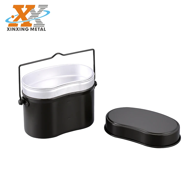 Customized Outdoor Camping Black Lunch Box Aluminum Mess Tin Mess Kit details