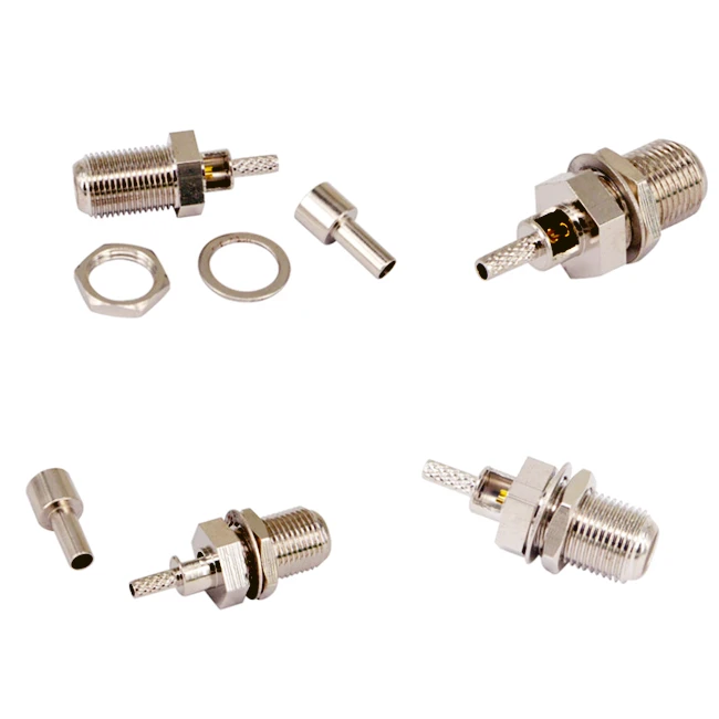F Female Bulkhead Straight Crimp RG174 RG316 RG179 Cable RF Connector