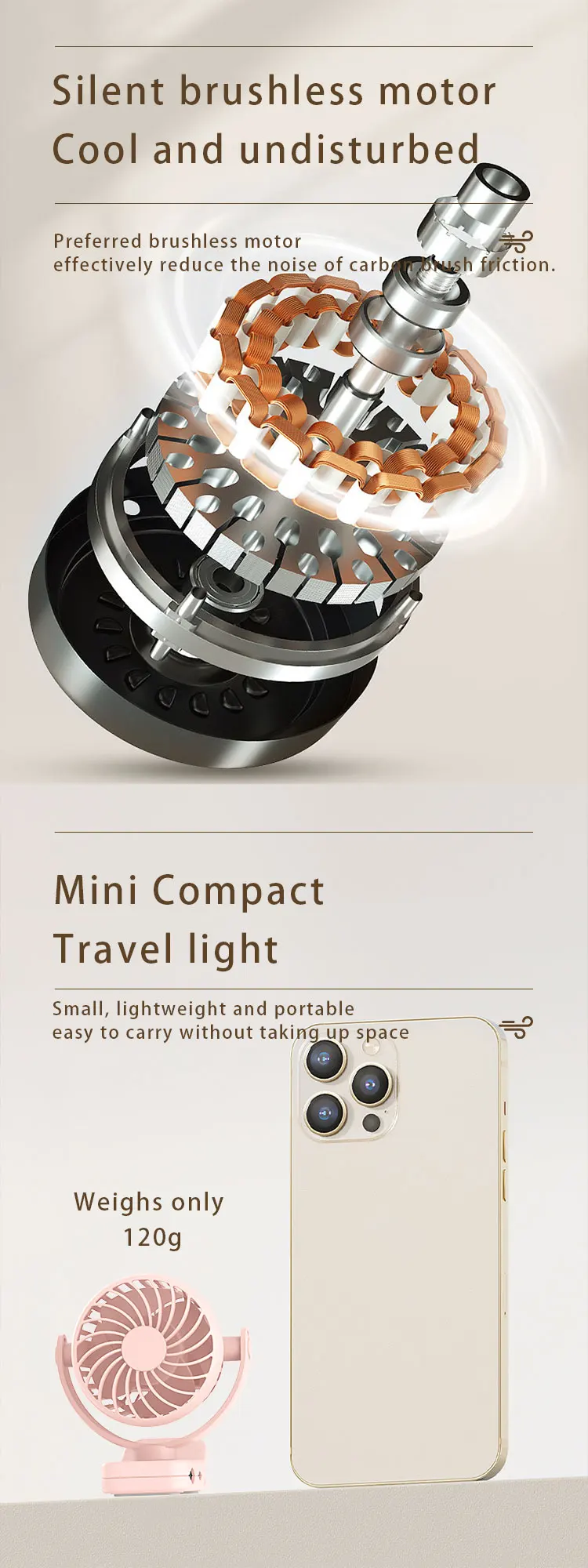Portable Mini Clip Fan, 2000mAh, 360 - detail 14