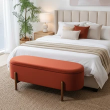Storage Ottoman Velvet Fabric Upholstered Footstool Bed End Bench for Living Room Bedroom Entryway