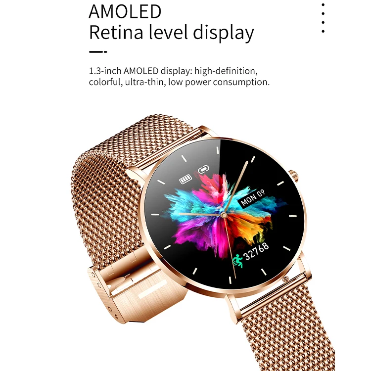 Ultra-thin AMOLED Inch Smartwatch for Women IP67 Waterproof