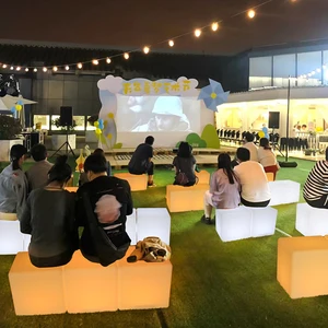 Waterproof Outdoor Rechargeable Modern Cube Led Cube Chair Bar Tables Chairs for Party Led Cube Chair