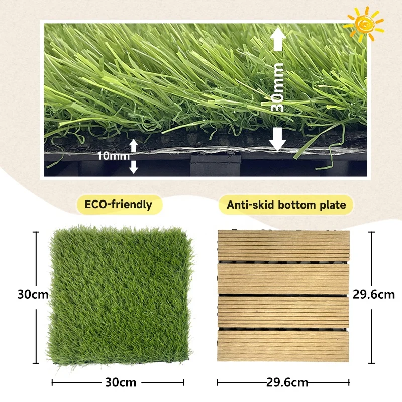 Synthetic Turf Flooring Carpet Grass Tiles Artificial Grass Interlocking Tiles WPC Deck Tiles