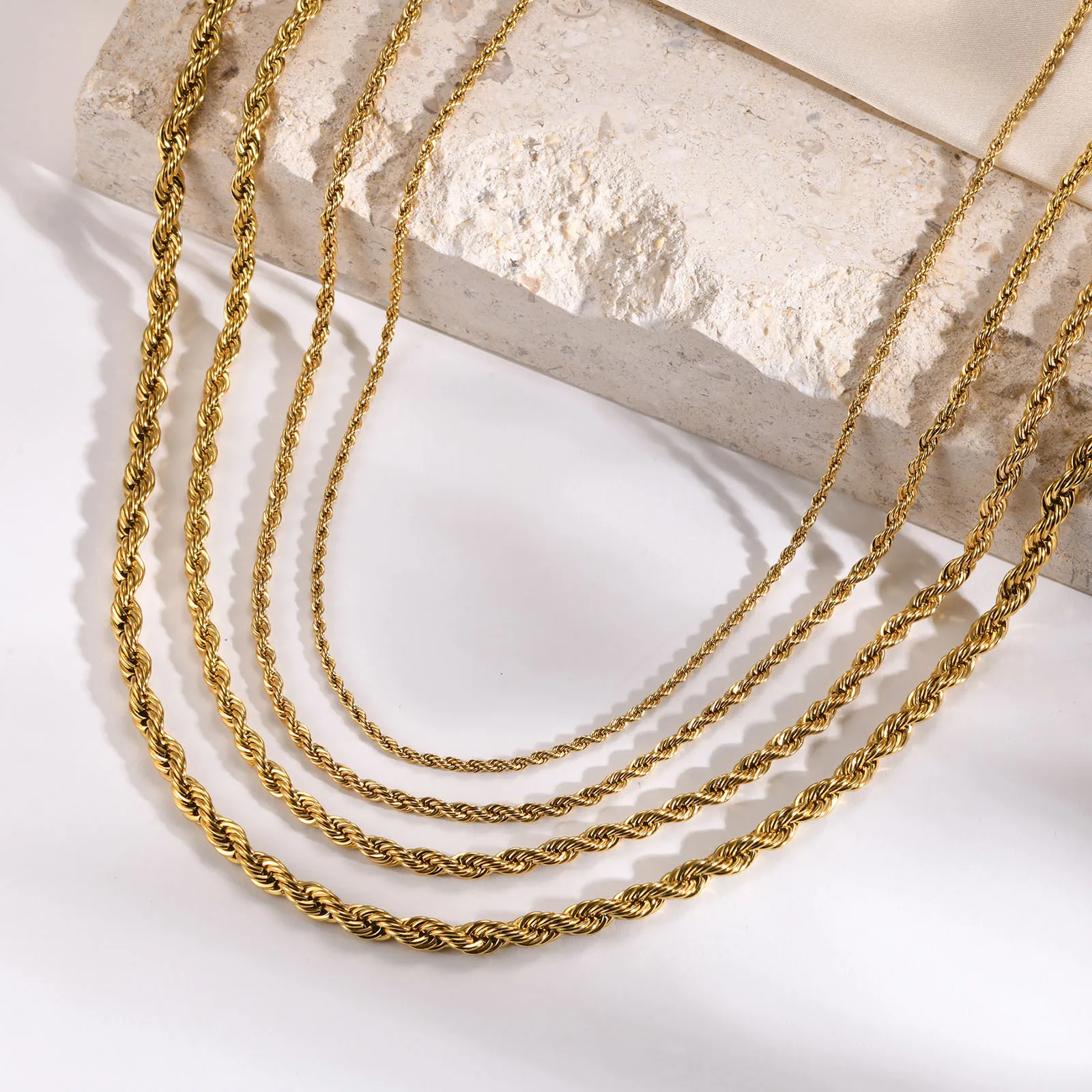 Joolim Jewelry 18K Gold Plated Simple Rope Chain Necklaces