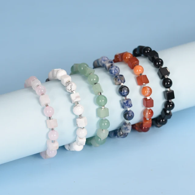 Hot Sale Best Price High Quality Wholesale Rectangular and Round Bead Crystal Natural Stone Bracelet