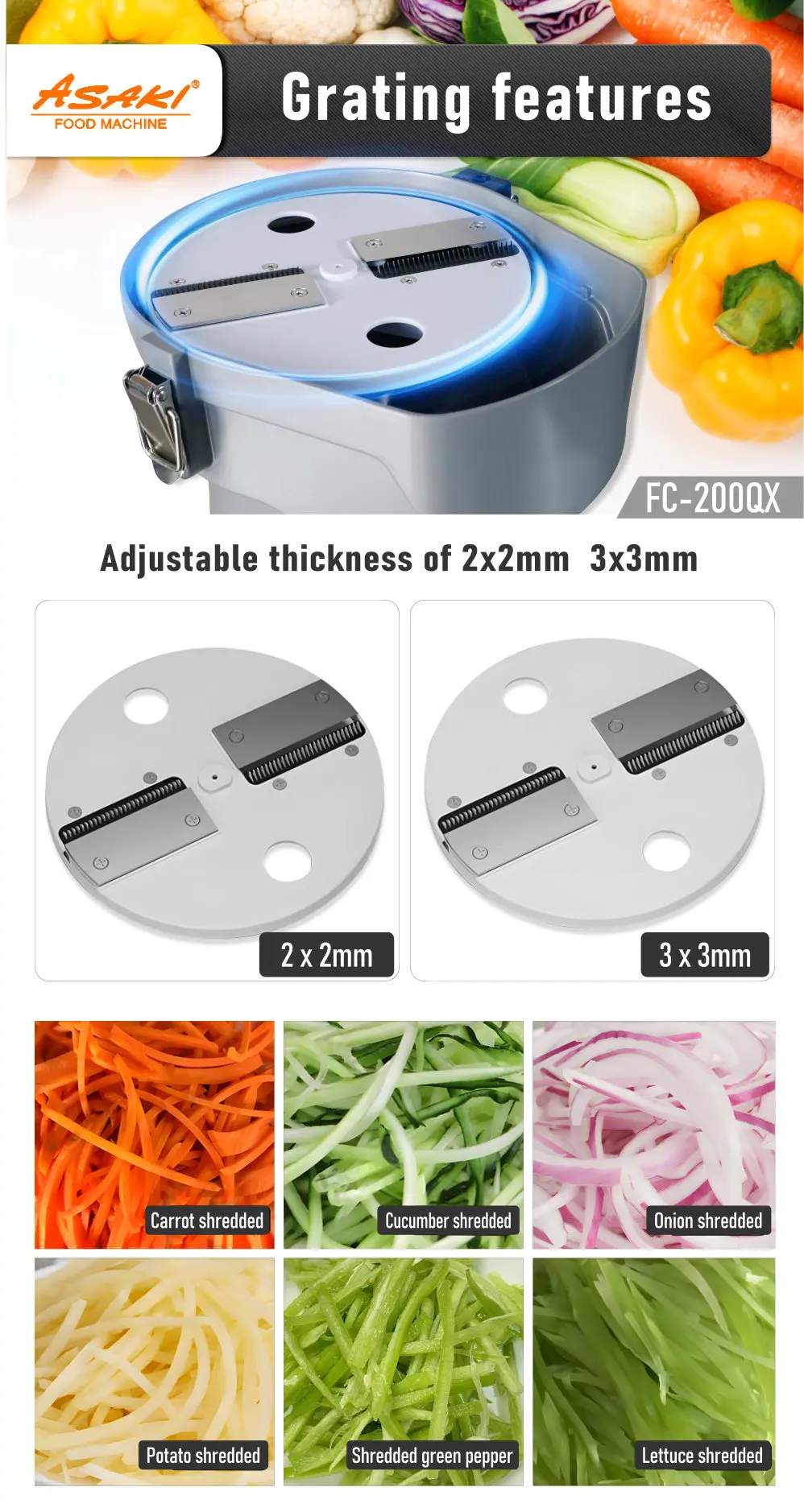 Asaki Manufacturer Vegetable Cutter Machine Multifunctional Vegetable