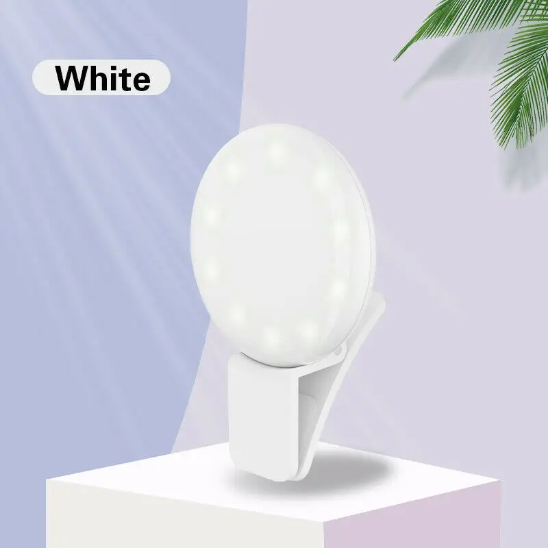 Mini Round Shape 9 LED Selfie Light Clip on Circle Light with Battery Powered LED Ring Light