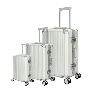 Factory Direct Customizable 3pcs TSA Lock Aluminum Trolley Luggage PC Material with Acceptable Logo Size for Travel Carry-Ons