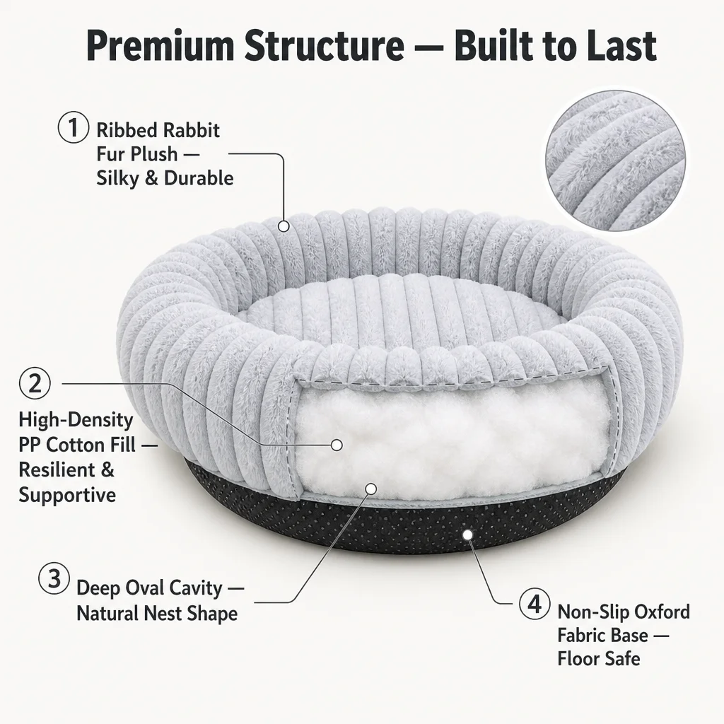 Rabbit Fur Plush Pet Nest Bed — Product details 4