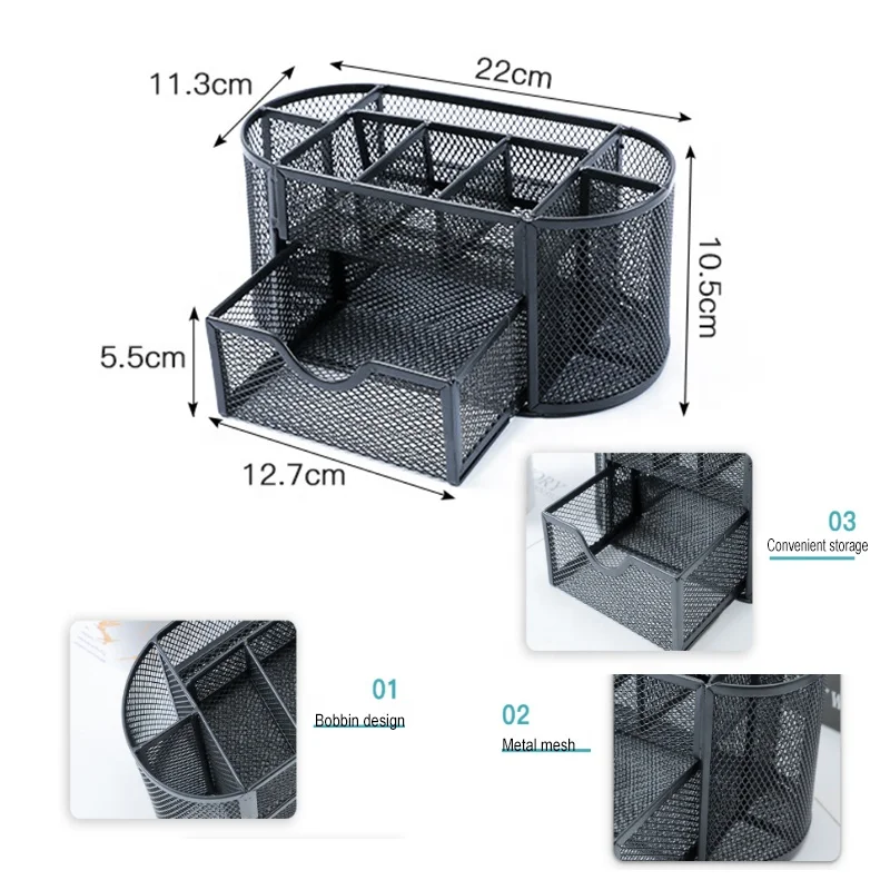 2024 оптовая продажа заводской поставщик многоцветный детский держатель для карандашей металлическая сетчатая чашка Круглый настольного компьютера