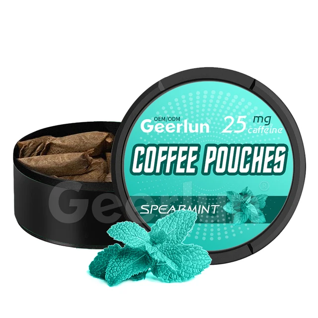2025 Hot New Sugar Free Nootropic Brain Pouch Supplements Spearmint Flavor Energy & Focus Coffee Pouches
