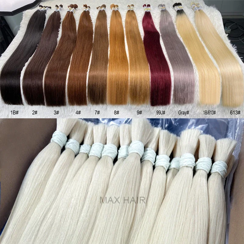 100% Real Virgin Straight Human Hair Bulk Extension 1b 613 Honey Blonde Weaving For Braiding_voghion.com
