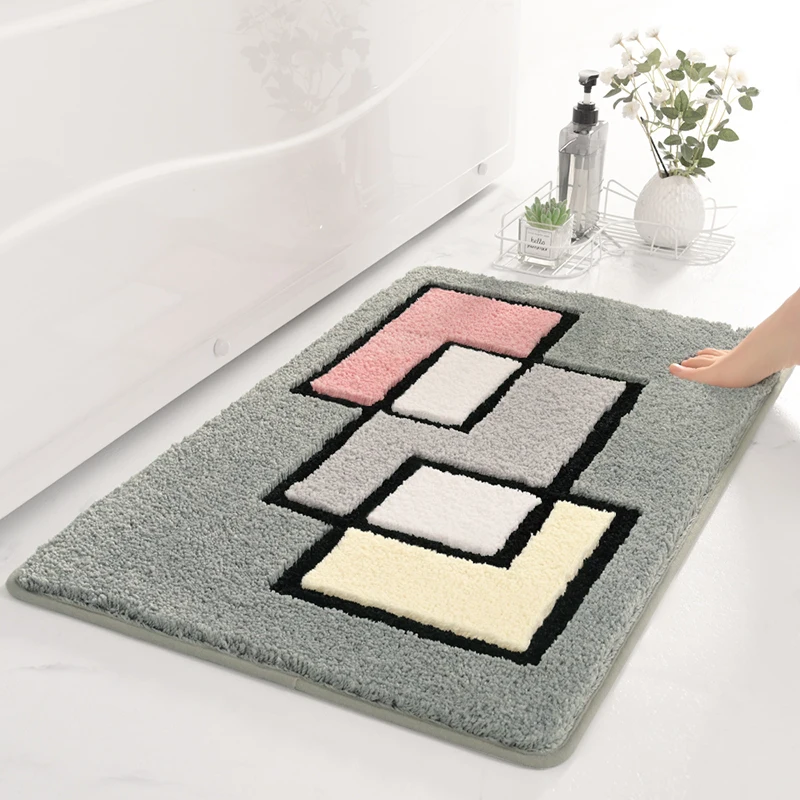 Luxury Soft Color Microfiber Non-Slip Super Absorbent Bath Carpet Mat Soft Absorbent Hairy Foot Mat