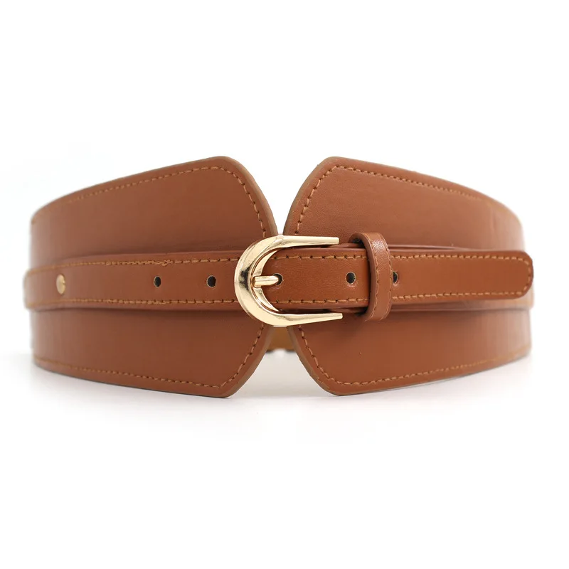 Women Wide Elastic Waist Belt - Vintage PU Leather Corset display picture 2