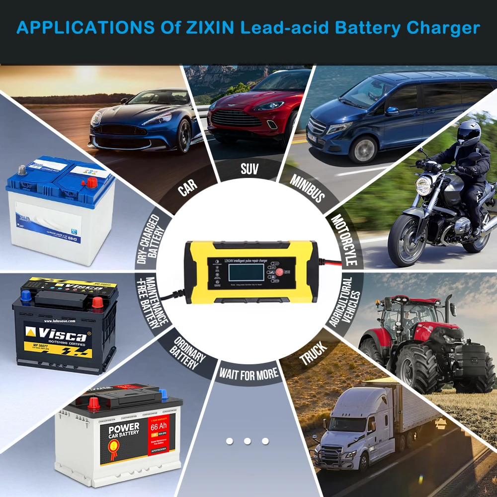 12v 24v Portable Car Battery Charger Jump Starter Lithium 12v 10a Lead