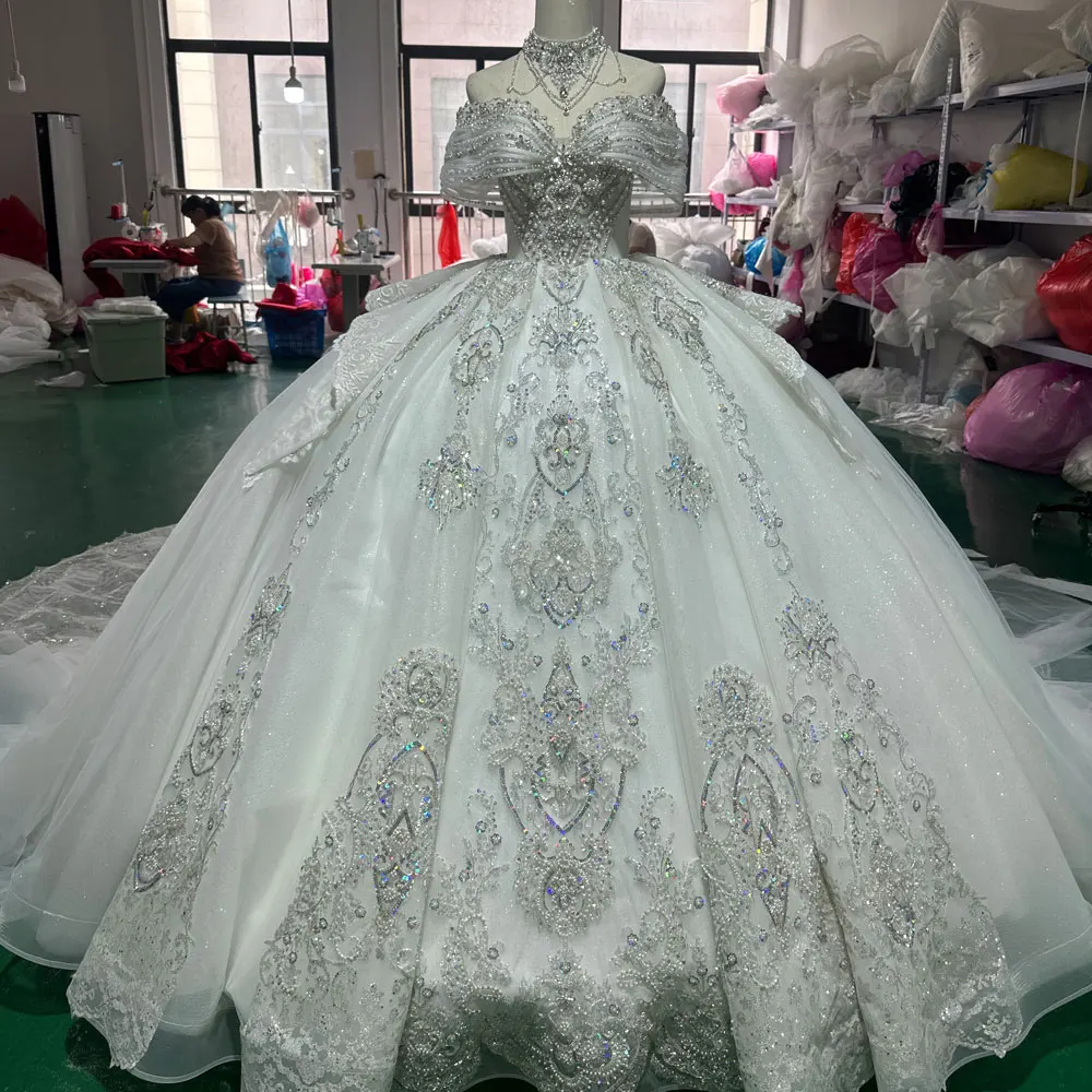 Jancember XS075 Elegant off-Shoulder Ball Gown Wedding Dress