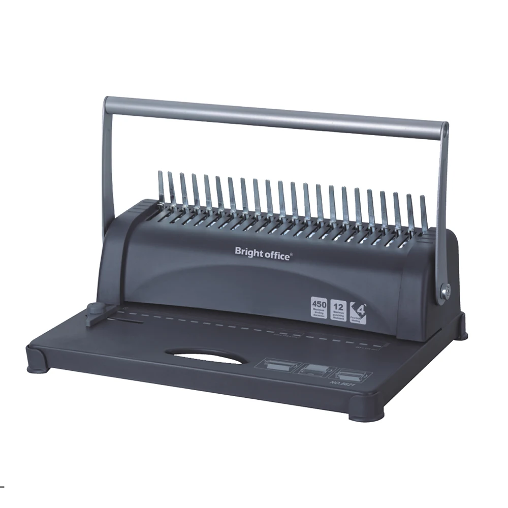 Manual Plastic Comb Book Binding Machine A4 Size 21 Holes 12 Sheets Punching Paper Document Book Binding