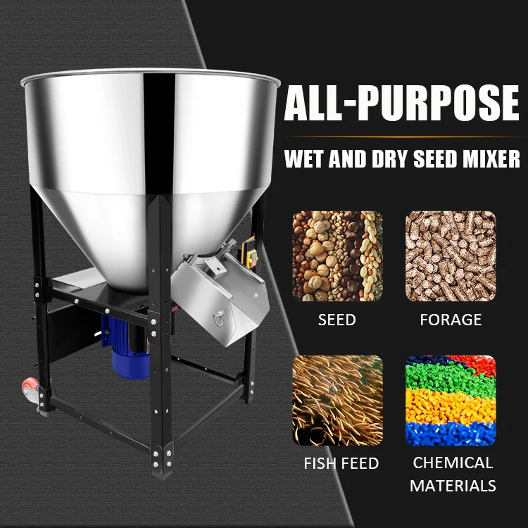 High Efficiency Mobile Stainless Steel Mixer Seed Coating Machine Price  small vertical animal pig feed mixer factory