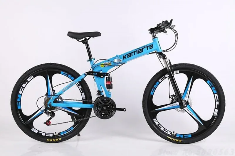 Wholesale MountainBike Bicycle 24Inch 27 Speed Three Six Ten Knife Wheel  Double Damping Mountain Folding Bicycle Bike for Adult