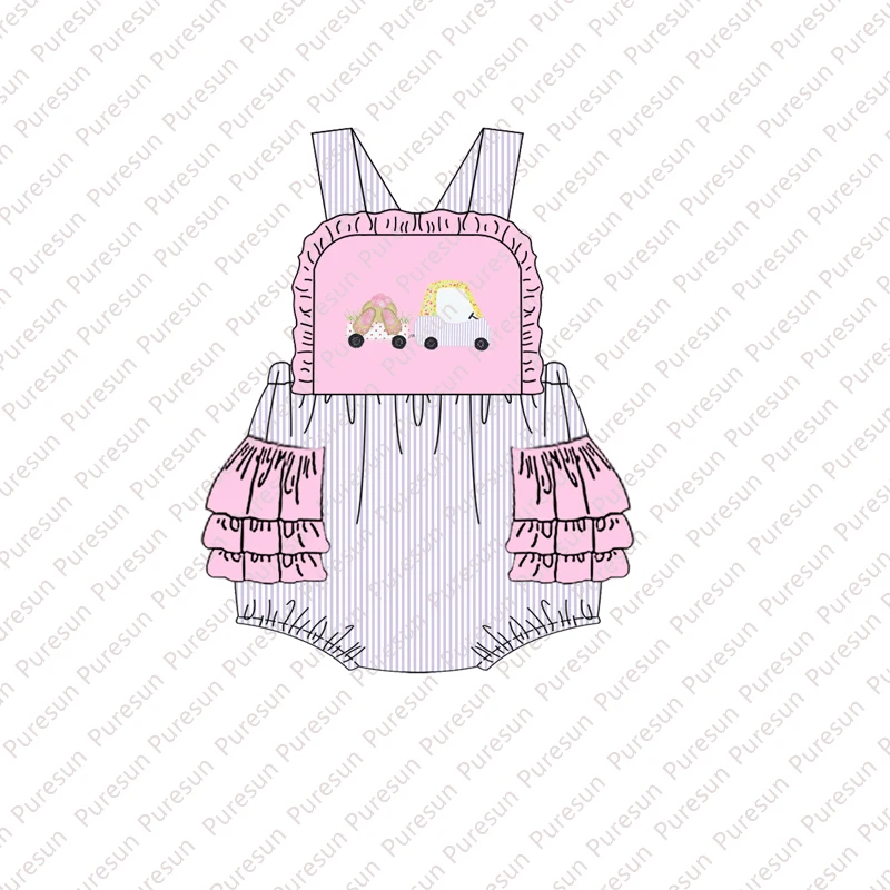 2021 Новое поступление вязаный хлопковый seersucker вырезанный кролик пузырь для маленьких девочек на Пасхальный