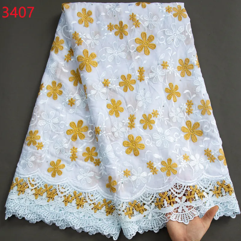 New 5 Yards Embroidery Sewing Crafts Cotton Dry Fabric Lace Fabric Swiss Voile Lace offers With Stones Fabric Women Party African Lace Fabric Dress