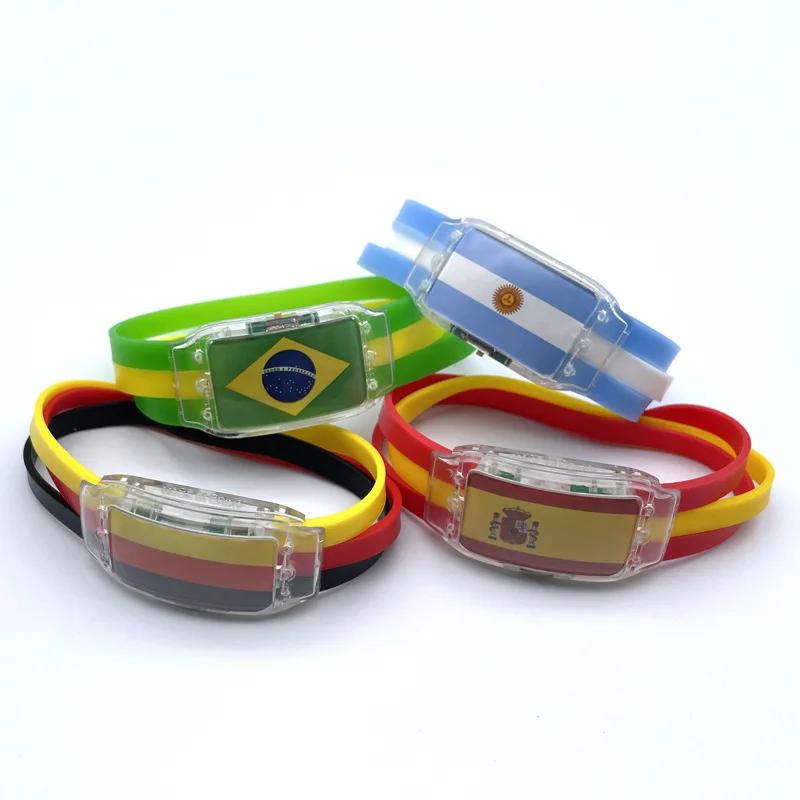 Qatar  2022 Bracelet Customized LED Lighting National Flag Silicone Bracelet Cheering Props 2022 Merchandise