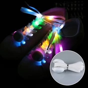 rainbow multicolor led light pp flashing luminous nylon shoelaces shoe string laces shoestring for night party hip-hop fashion