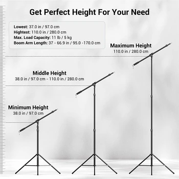 SmallRig Aluminum Light Stand 280cm, Adjustable Photography Air-Cushioned Tripod Stand with 1/4" Screw for Softbox - 3737 detail image