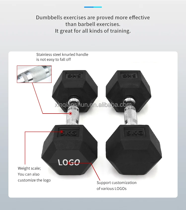 Factory Direct Selling Hexagonal Dumbbell Set With Rack 10kg 20kg 30kg