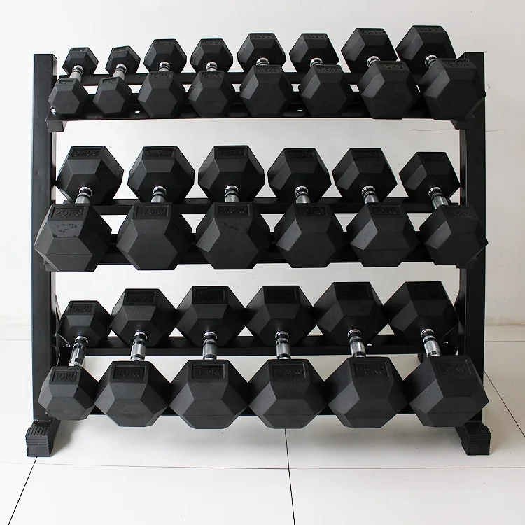 Wholesale Custom Logo Iron Rubber Hexagonal Dumbbells Set Free Weights