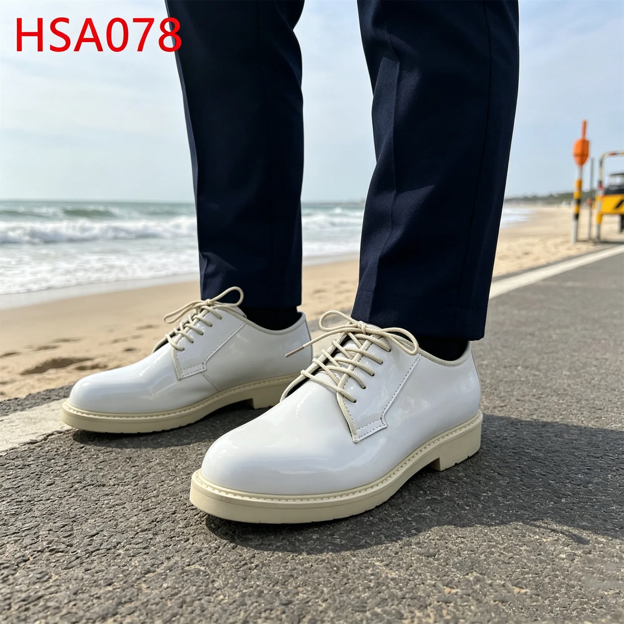 ZYF,Business Person Shining Full Grain Leather Men Dress Shoes Conference Event White/black Uniform Shoes for Marine HSA078