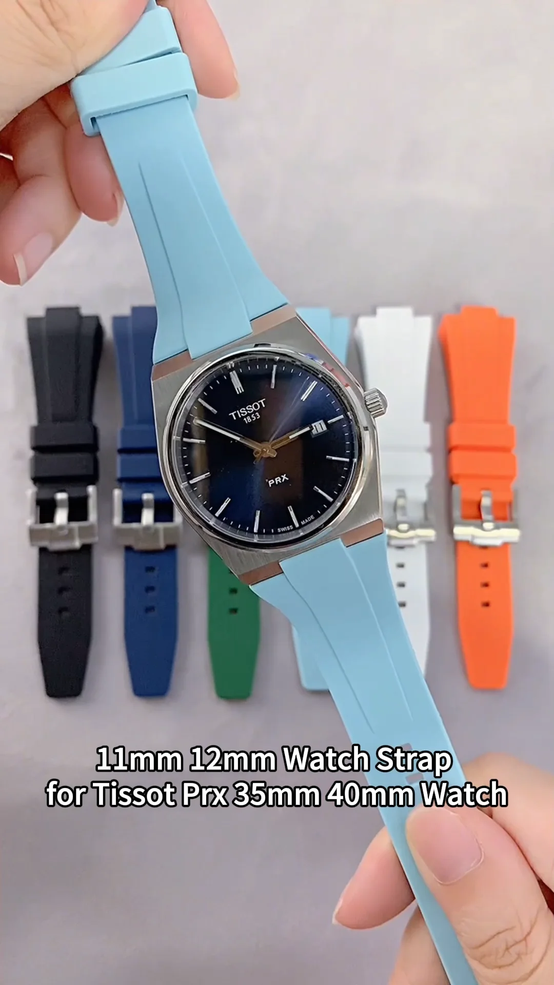 11mm 12mm Double Quick Release Pin Silicone Rubber Watch Strap For