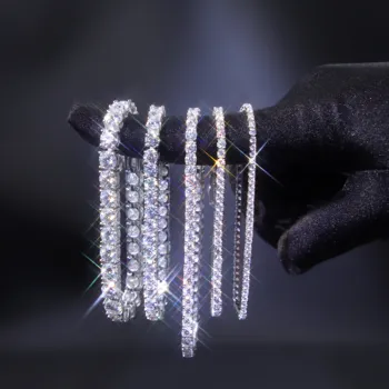 Moissanite Tennis Diamond Chain 3mm 4mm 925 Silver Gold Plated Fine Jewelry Bracelet VVS Moissanite Tennis Chain for Men Women