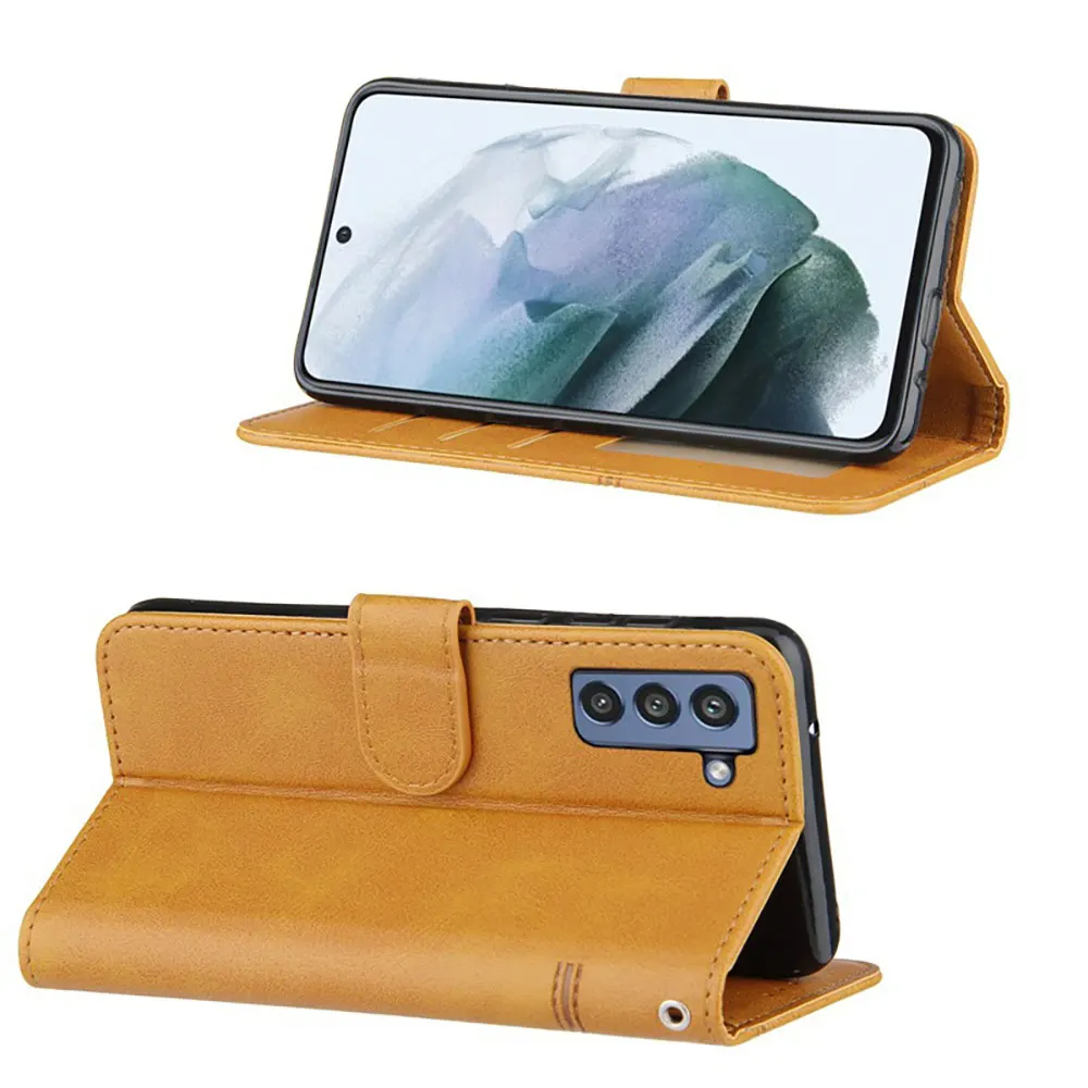 Simple Soft Pu Leather Mobile Case With Card Slot Holder Wallet Business Cover For Samsung S21 FE factory