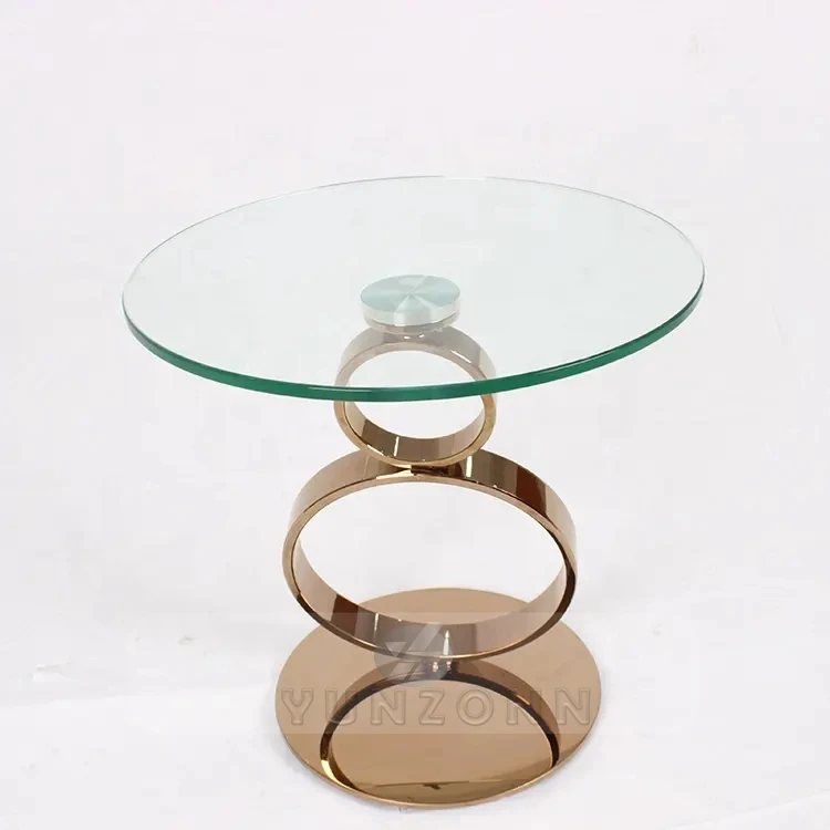Modern Luxury round Coffee Table with Glass Top and Stainless Steel Base for Living Room Home Villa Hotel Hall