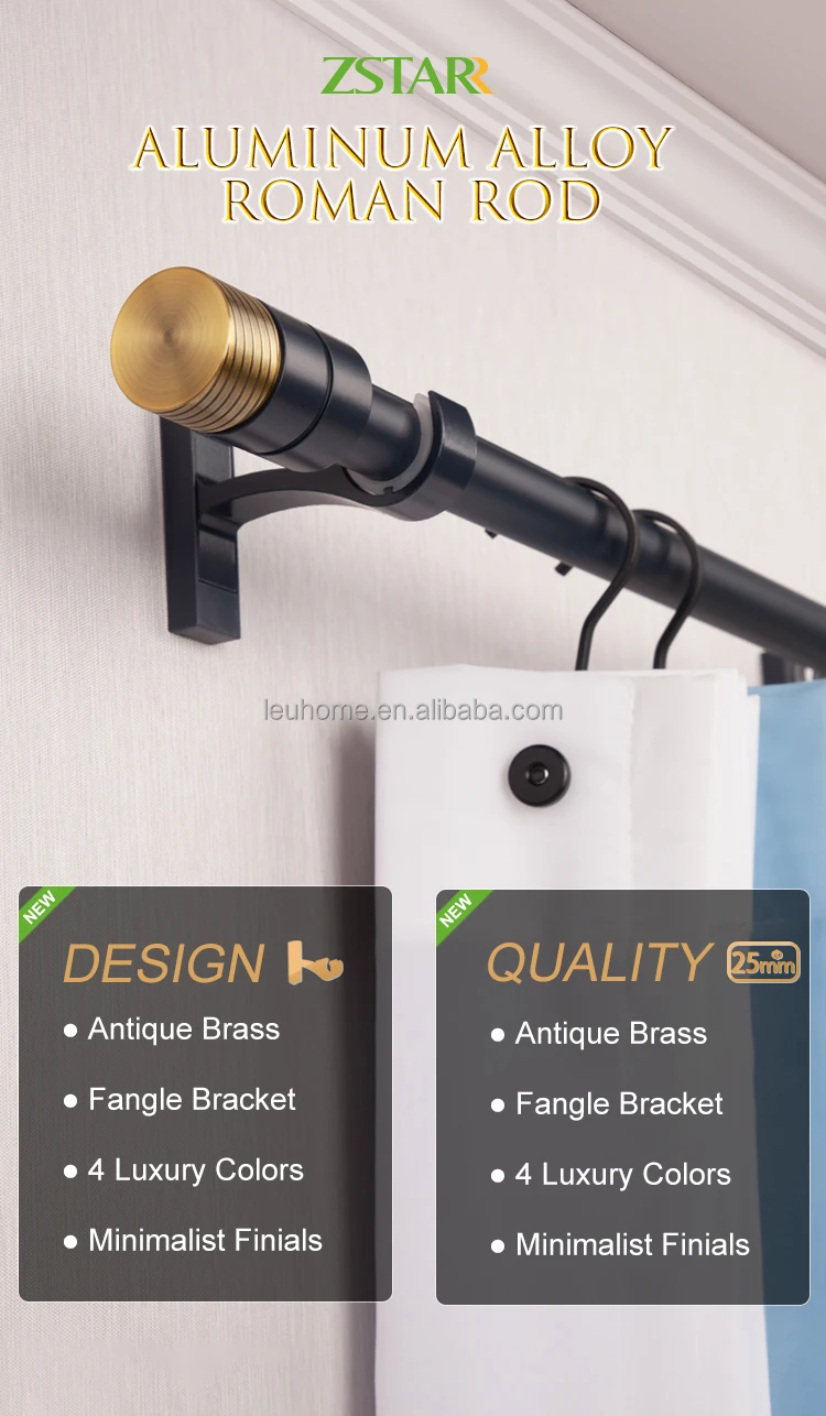 Roman Curtain Rods And Rails Curtain Poles Accessories Ring Black Gold