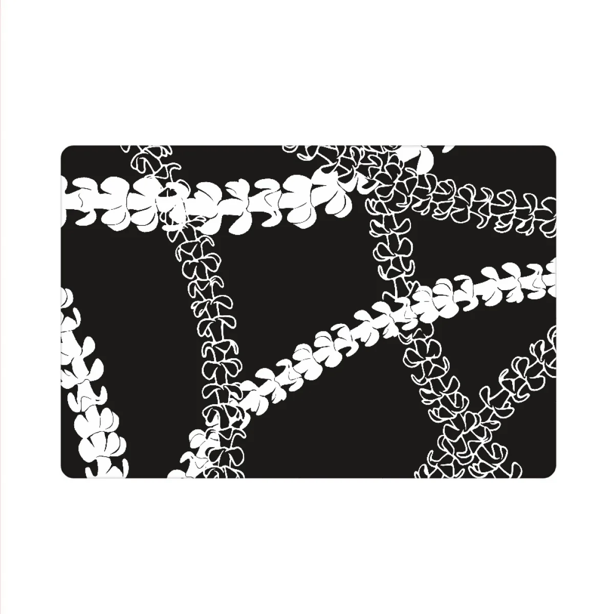 Custom Rectangular Thin-Style Floor Mat Pop Art Waves With Three Puakenikeni Strands Print on Demand Rubber Material Floor Mat