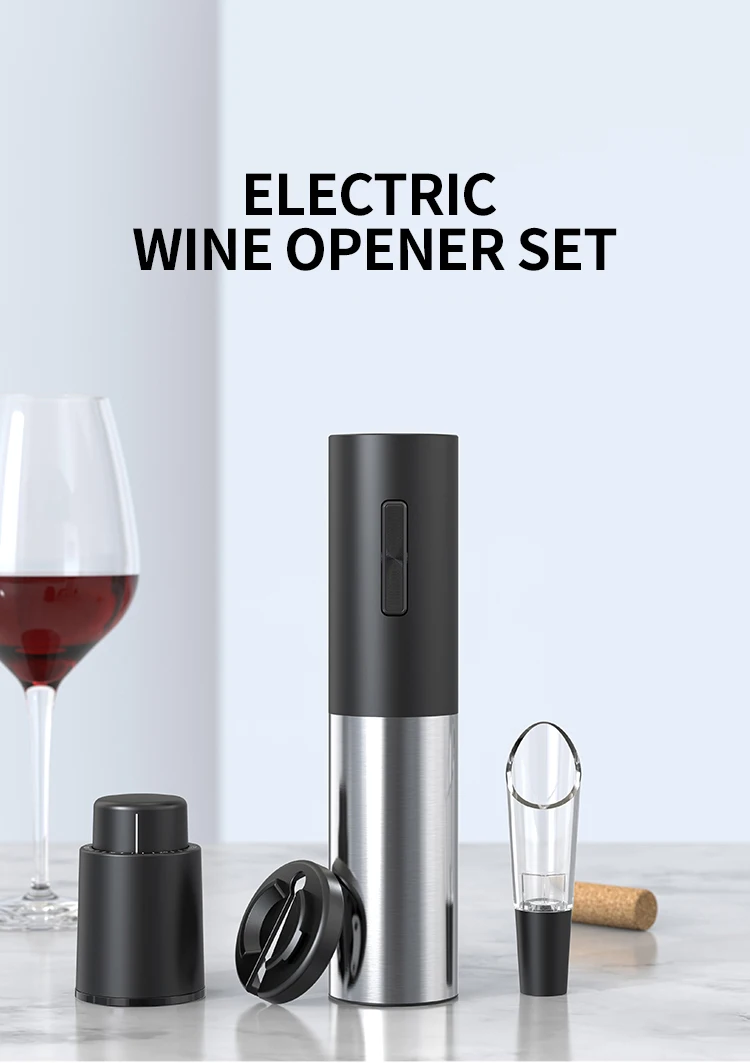 4 in 1 Rechargeable Electric Wine Bottle Opener Set Eco-Friendly Stainless Steel Plastic Automatic Corkscrew Kitchen Essential